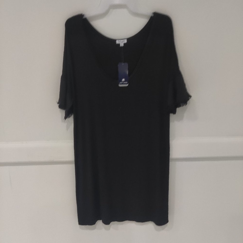 NWT Splendid Women's Distressed Sleeve T Shirt Mini Dress Black Size S $140 X280
